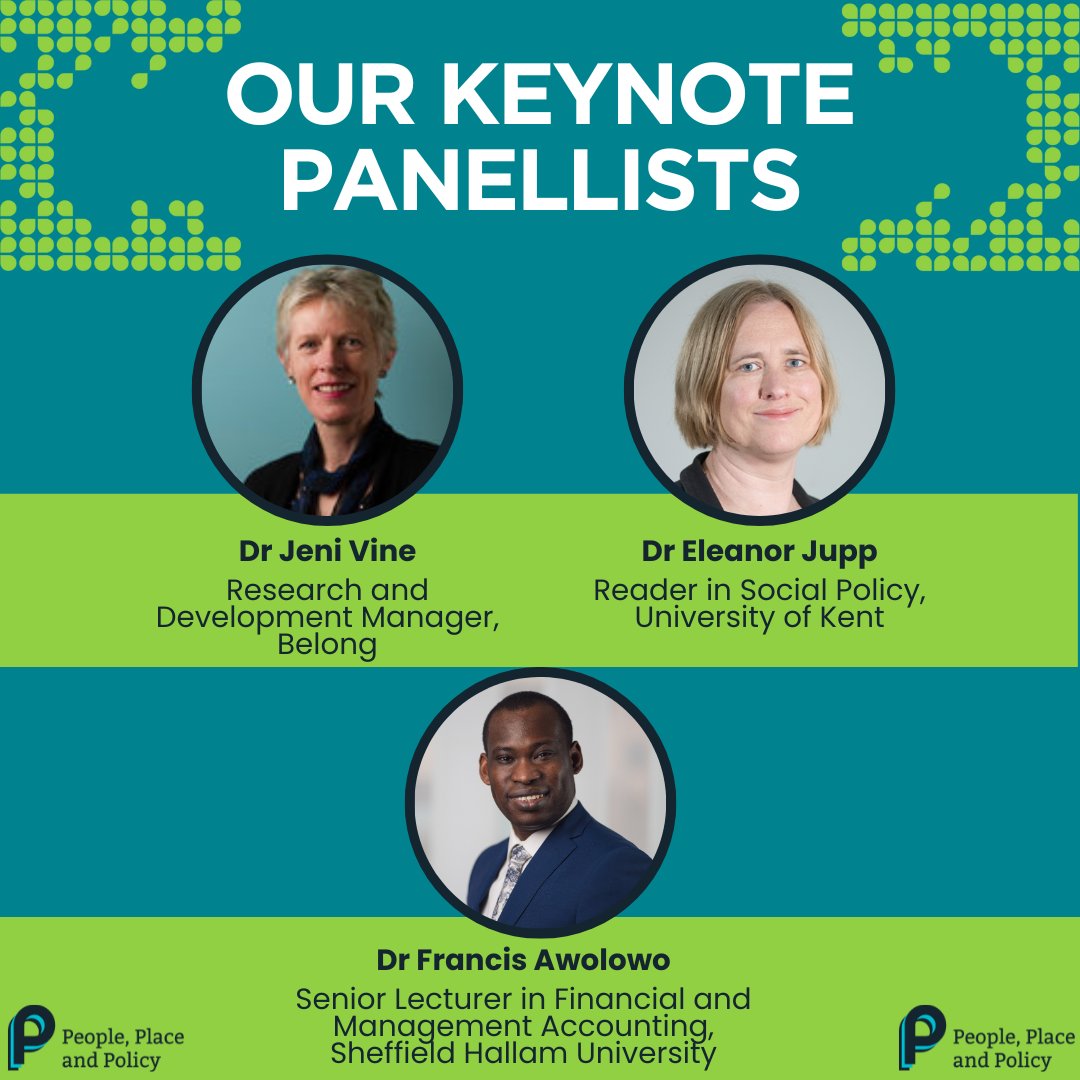 People, Place and Policy Journal (@ppp_journal) on Twitter photo Opening #PPPconf2024, we welcome our keynote speakers
1⃣ Dr Eleanor Jupp (<a href="/UniKent/">University of Kent</a>)
2⃣ Dr Jeni Vine (<a href="/BelongNetwork/">Belong - The Cohesion and Integration Network</a>)
3⃣ <a href="/DrAwolowo/">Dr Ifedapo Francis Awolowo</a> (<a href="/sheffhallamuni/">Sheffield Hallam University</a>)
They will be discussing equity, access, justice & belonging in different spheres - neighbourhoods, community organisations, HEIs Opening #PPPconf2024, we welcome our keynote speakers
1⃣ Dr Eleanor Jupp (<a href="/UniKent/">University of Kent</a>)
2⃣ Dr Jeni Vine (<a href="/BelongNetwork/">Belong - The Cohesion and Integration Network</a>)
3⃣ <a href="/DrAwolowo/">Dr Ifedapo Francis Awolowo</a> (<a href="/sheffhallamuni/">Sheffield Hallam University</a>)
They will be discussing equity, access, justice & belonging in different spheres - neighbourhoods, community organisations, HEIs