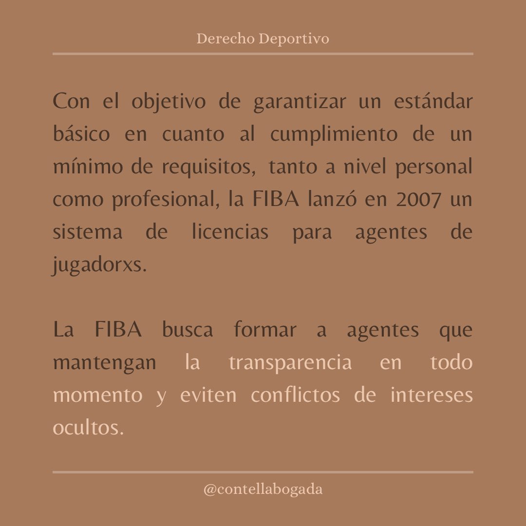 contellabogada's tweet photo. Agente FIBA 🏀

Algo fundamental para los deportistas profesionales es la elección de la persona encargada de asesorar y gestionar la proyección individualizada de su carrera como deportista. https://t.co/ePh250wYGK