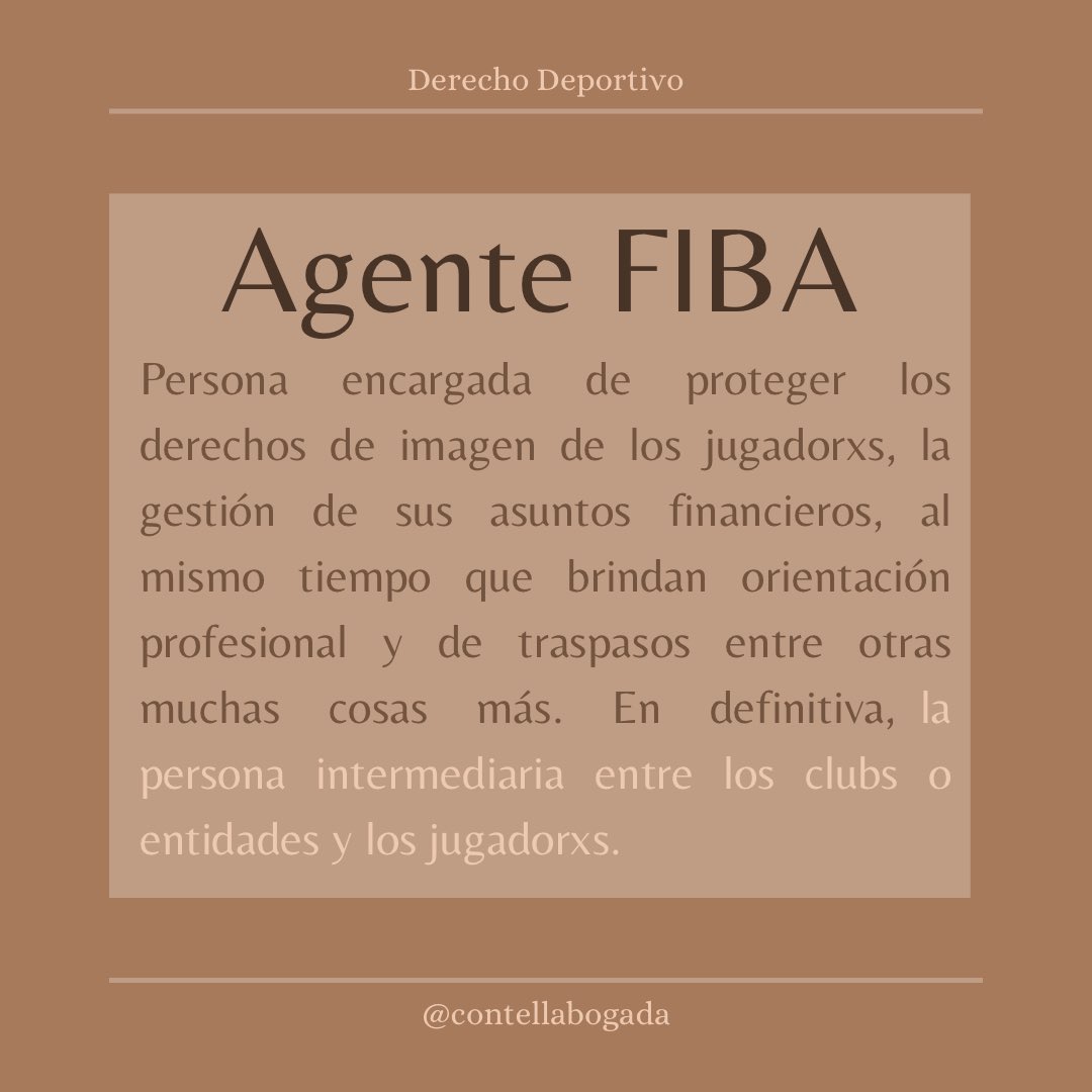 contellabogada's tweet photo. Agente FIBA 🏀

Algo fundamental para los deportistas profesionales es la elección de la persona encargada de asesorar y gestionar la proyección individualizada de su carrera como deportista. https://t.co/ePh250wYGK