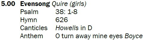 Today's Evensong at 5pm is sung by the Cathedral Girls Choir and includes music by #HerbertHowells and #WilliamBoyce. All are welcome.