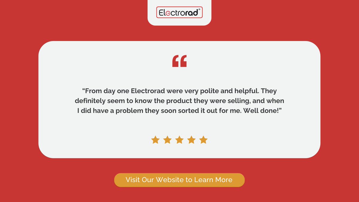 We love seeing your lovely reviews!  ⭐⭐ ⭐ ⭐ ⭐ 

Our dedicated team is here to provide award-winning customer service and help with any technical or installation questions. 

Get in touch bit.ly/electrorad-con…

#CustomerReview #HeatingIndustry