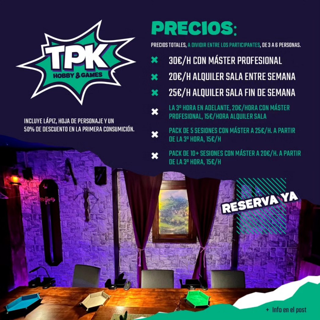 TPKHobbyGames's tweet photo. TPKrew, tenemos un anuncio súper importante... ¡Nuestra mazmorra de rol queda oficialmente abierta! A partir de este viernes 14 de junio podéis venir a jugar a vuestras partidas de rol o reservar una de nuestras nuevas experiencias de rol guiado. https://t.co/BWpUoqZaU7