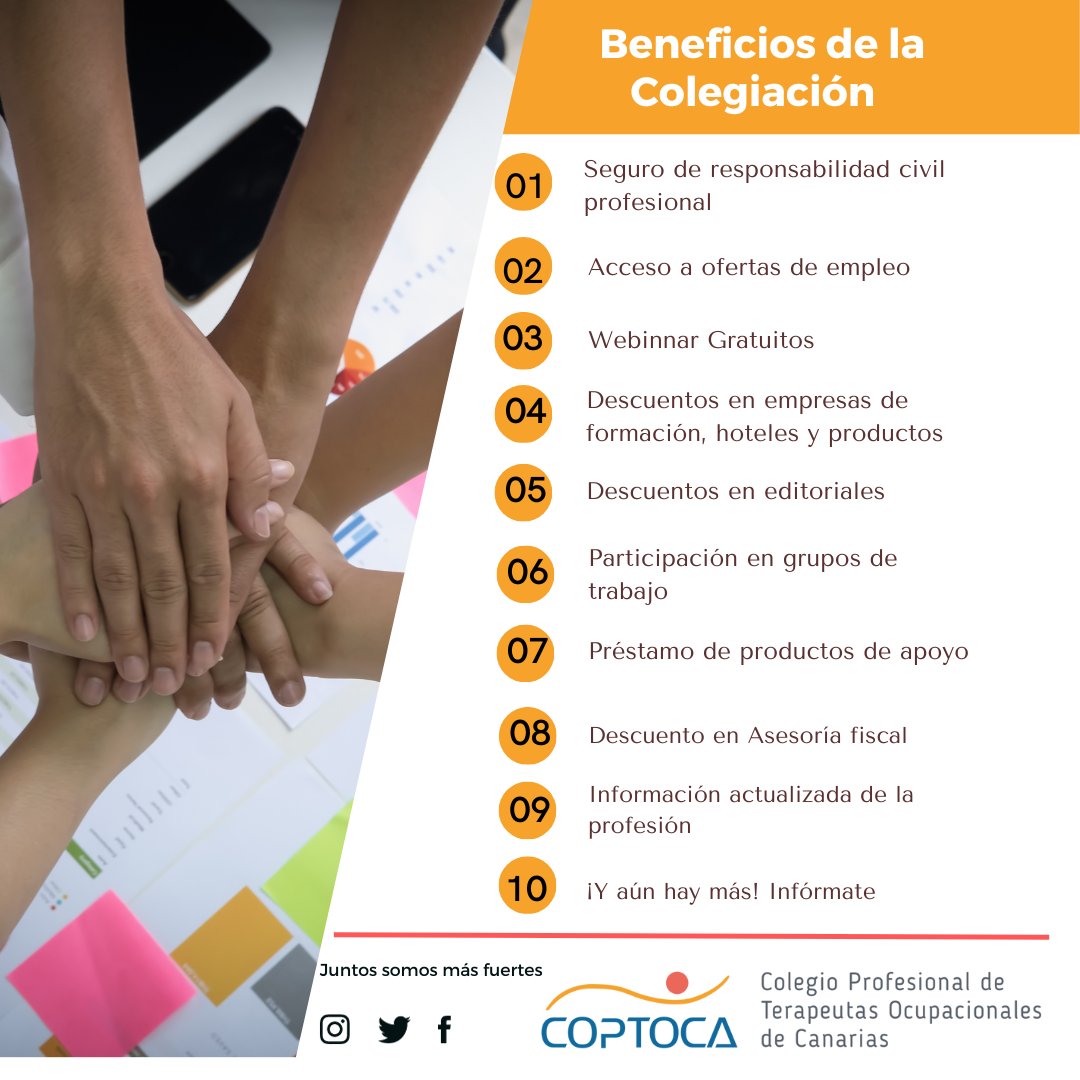 coptoca's tweet photo. Colegiarse tiene beneficios importantes para ti, para las personas que reciben terapia ocupacional y para la profesión.
Y tú ¿a qué esperas para colegiarte?
#unetealcambio #terapiaocupacionalcanarias #coptoca #coptocahace #colegioprofesional #beneficiosdelacolegiacion https://t.co/XcG9qFh3rL