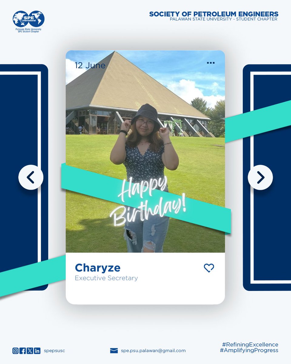 [HAPPY BIRTHDAY, CHARYZE]

Happy Birthday to our incredible Executive Secretary, 𝗖𝗵𝗮𝗿𝘆𝘇𝗲—the oil that keeps our SPE-PSU-SC engine running smoothly!

Wishing you all the best on your birthday!

#RefiningExcellence
#AmplifyingProgress
#WeAreSPEPSUSC