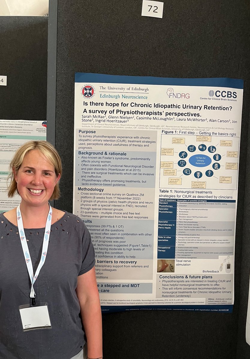 Fantastic time at #FNDS24. 
Delighted to present my poster on physio’s perceptions of treatment for chronic idiopathic urinary retention.