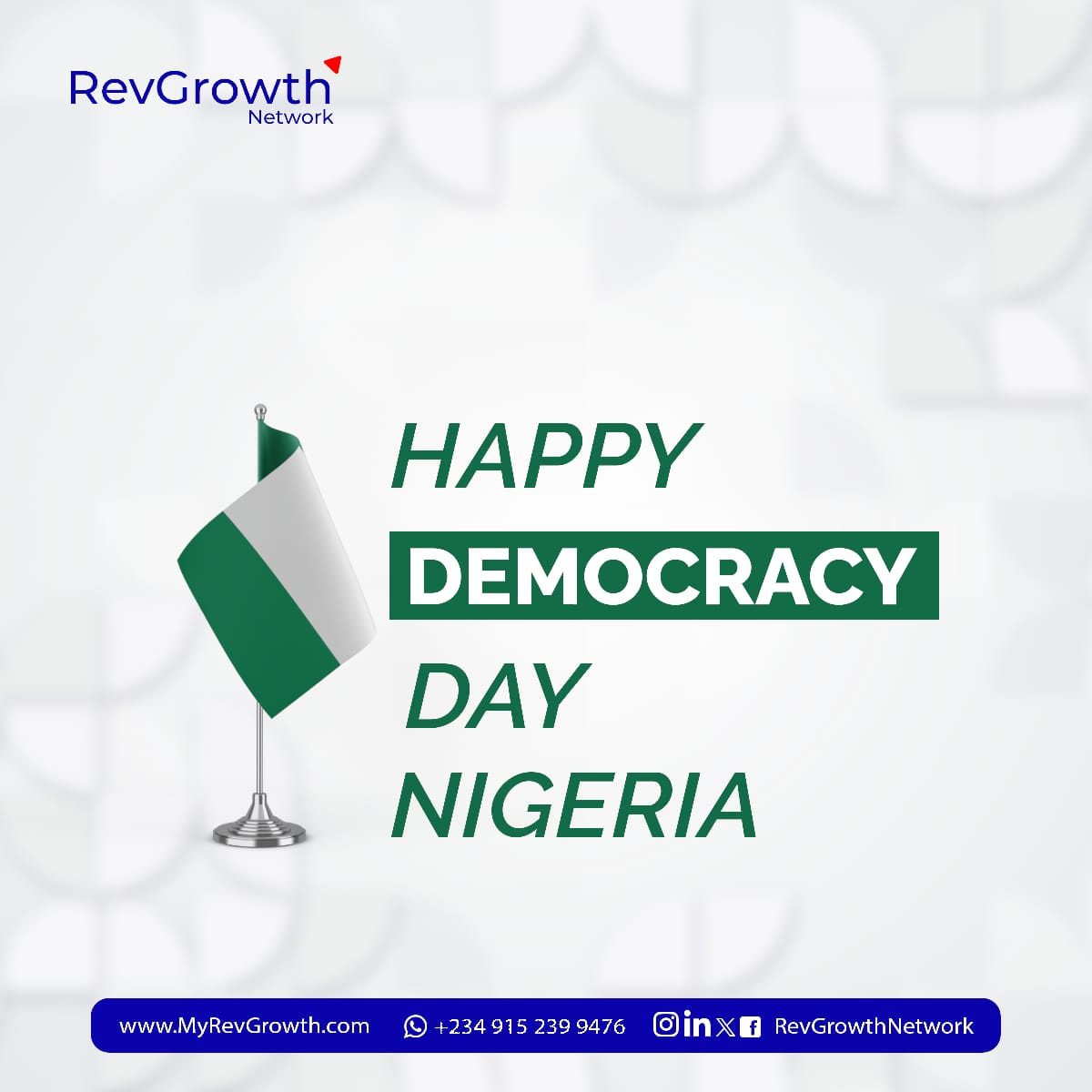 RevGrowthNet's tweet photo. Horning the struggles of the past, celebrating the progress in the present, and shaping a brighter future for all Nigerians. 

Happy Democracy Day, Nigeria. https://t.co/2snxqiJRjw