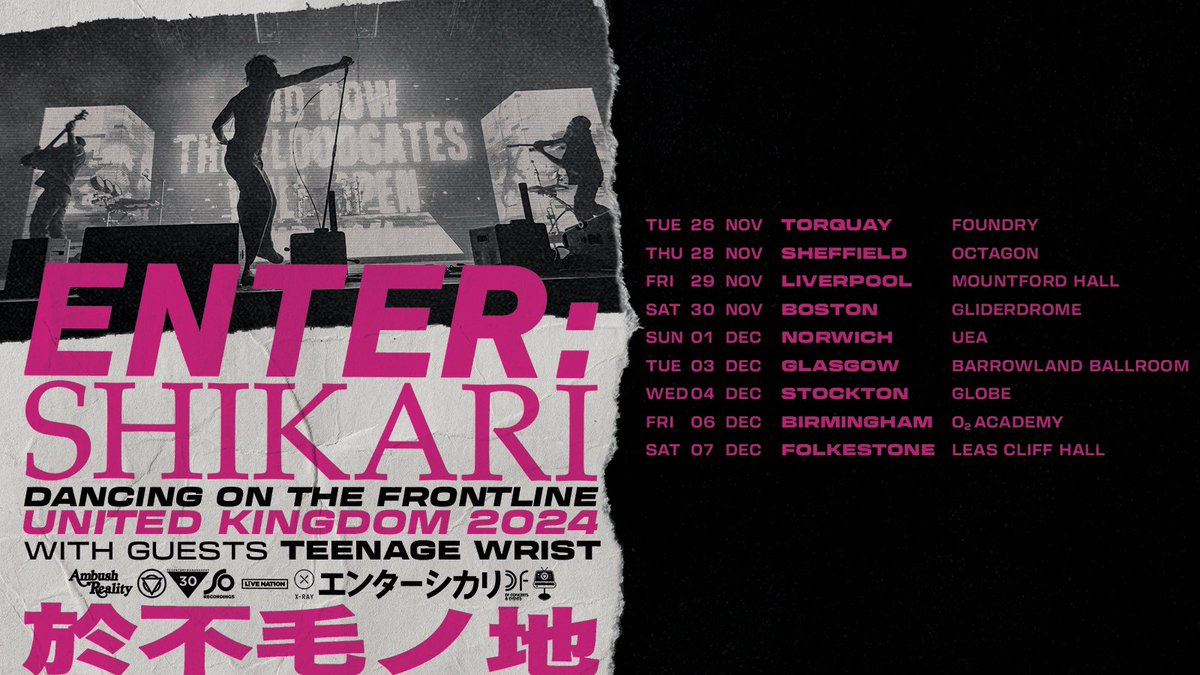TeenageWrist's tweet photo. UK we are headed your way one more time this year with the mighty @entershikari - on sale june 19 🇬🇧 🇬🇧 🇬🇧 https://t.co/cP7KkQ3LI7