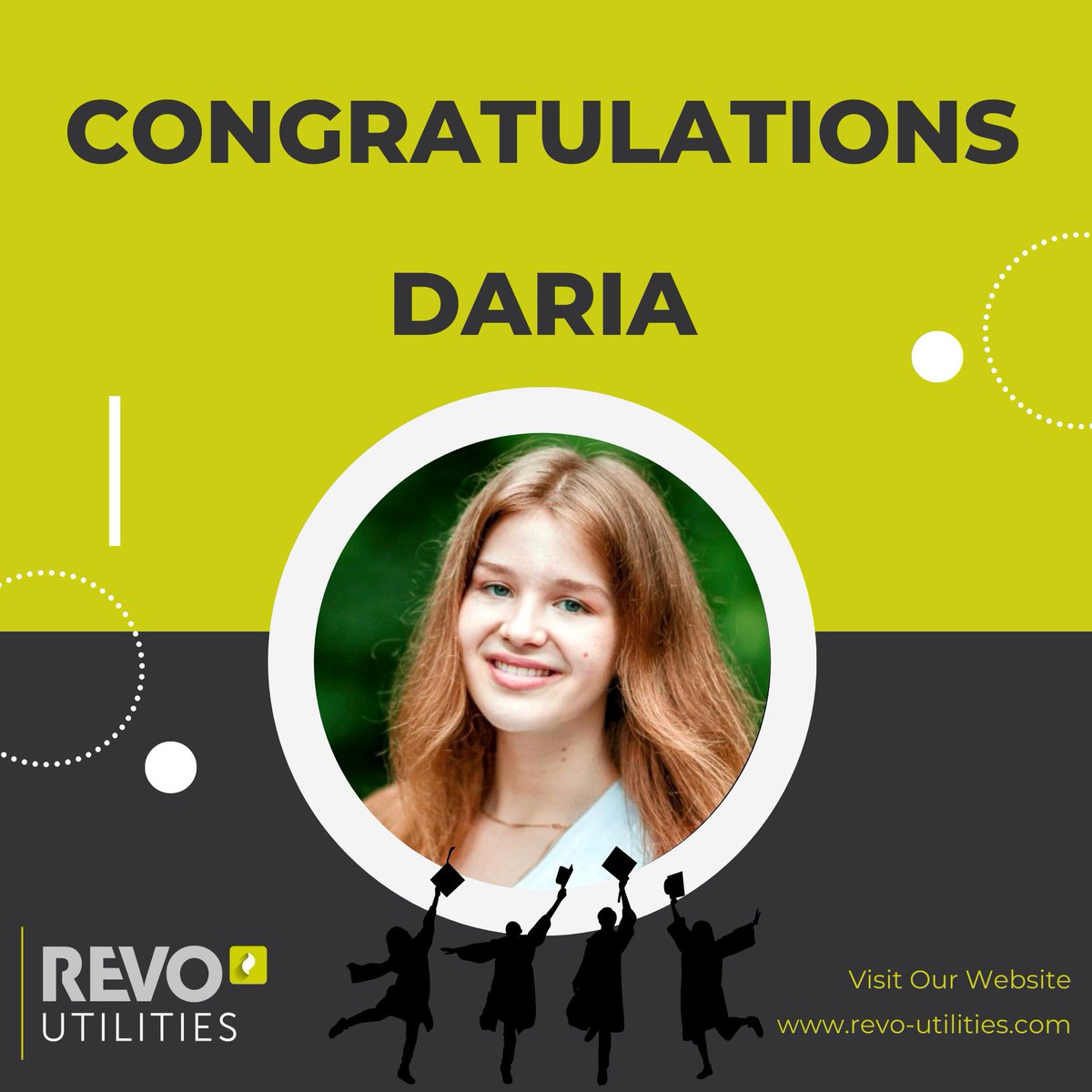 RevoUtilities's tweet image. 🎉🎓 Huge congratulations to Daria on graduating in International Law!  Team Revo is thrilled to celebrate this incredible achievement with you! Here&apos;s to many more successes in the future! 🥂✨ #TeamRevo #ProudMoment #GraduationSuccess