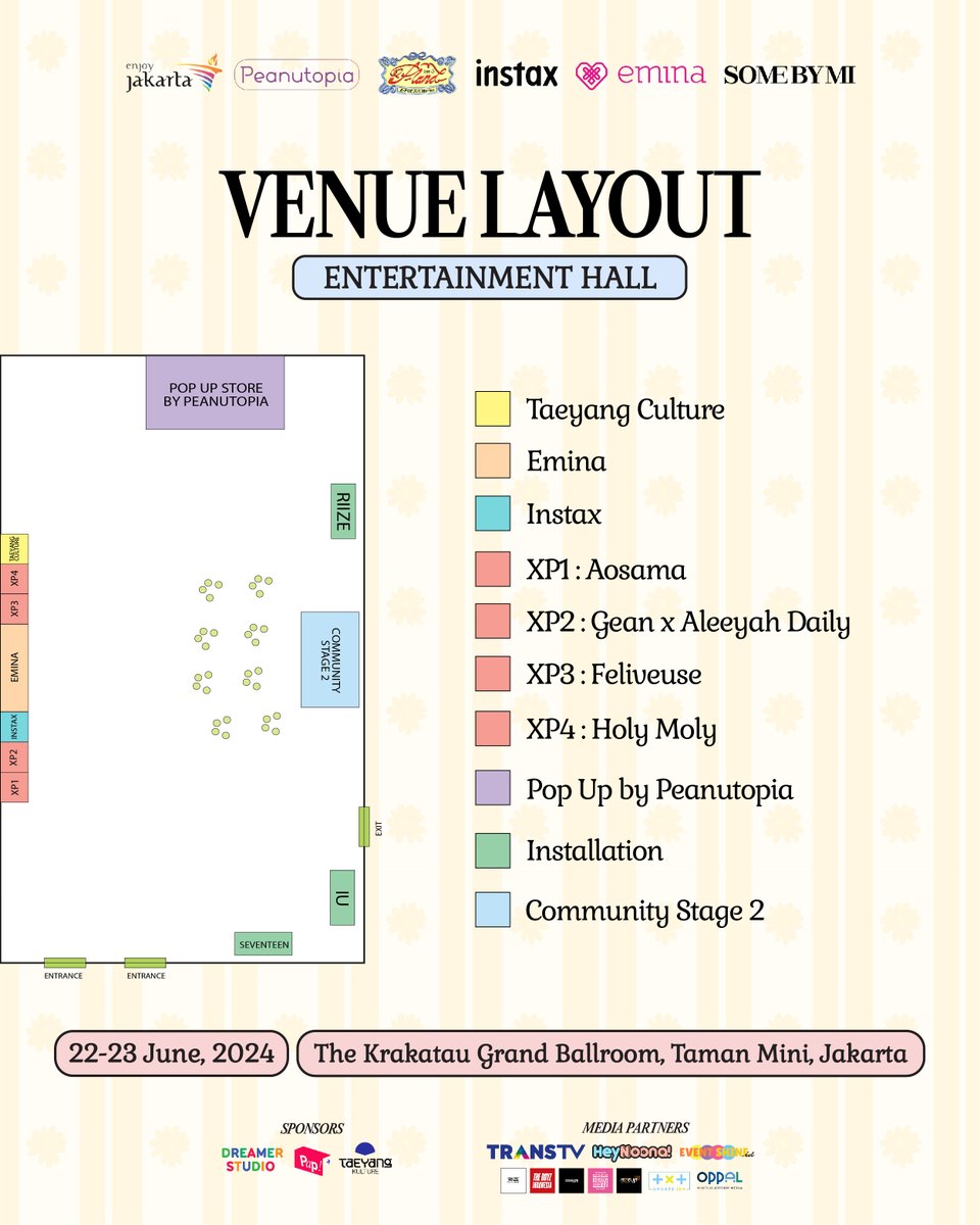 P-LAND is almost here!👸🏼🌟

Take a look at the entire P-LAND arena layout so you can shop and have fun easily with your friends🤗

🗓 June 22-23, 2024
⏰ 10:00 - 18:30 WIB
📍 The Krakatau Grand Ballroom, Taman Mini, Jakarta

#PLAND #PLANDVol3 #PLANDKpopArtMarket