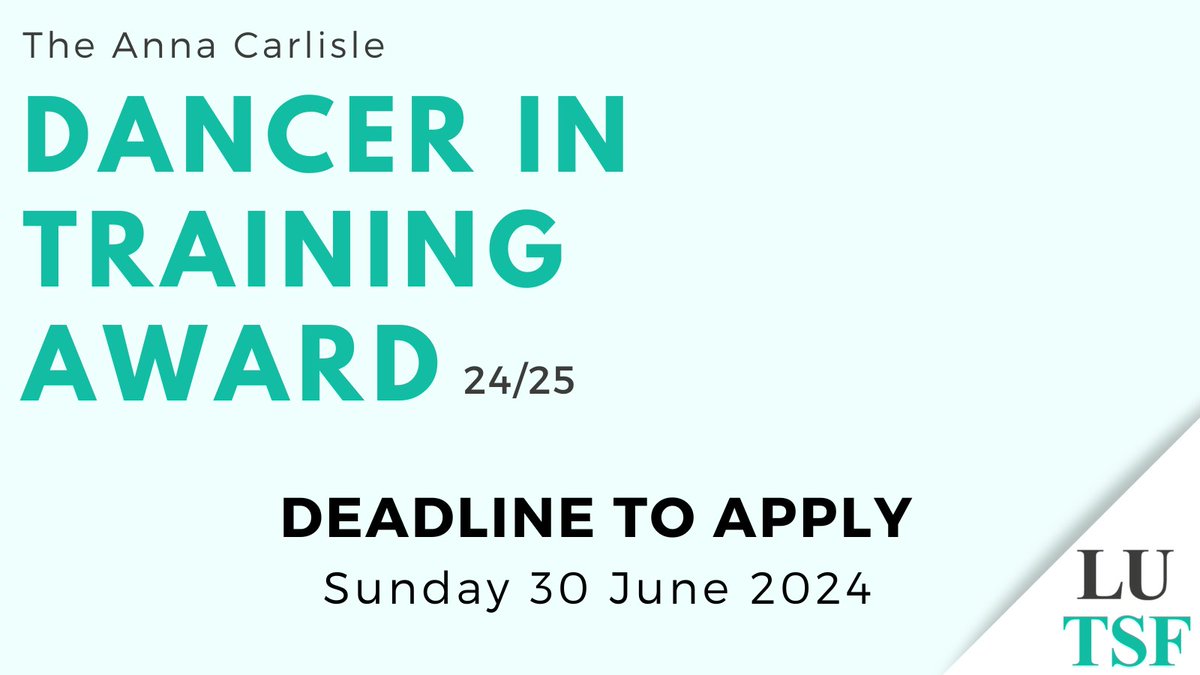 LUTSF's tweet photo. Don't miss out! The deadline is fast approaching for our 24/25 Anna Carlisle Dancer In Training Award. 

Visit our website today for more info about eligible projects, the online application form and alternative formats⏰

https://t.co/VZbizCazgH https://t.co/AutFTkSKYe