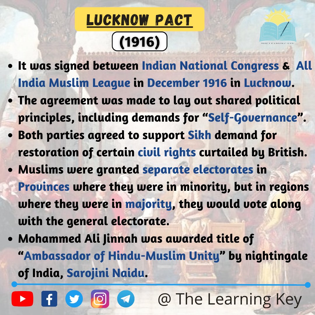TheLearningKey's tweet image. Lucknow Pact