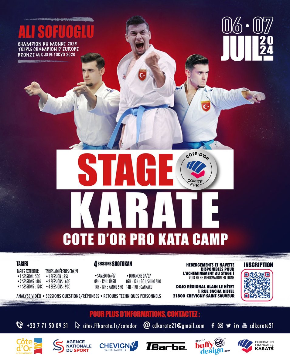 cdkarate21's tweet photo. Le @cdkarate21 propose un #stage #karaté #kata avec @alisofuoglu95, Champion du Monde &amp; d’Europe, le 6 &amp; 7 juillet. 4 sessions de 3 heures vous sont proposées.

Retrouver toutes les modalités d'inscriptions 👇
https://t.co/9mEmP5wab0

#cdkarate21 #FFK #saison2324 https://t.co/Rp1a7zpHT1