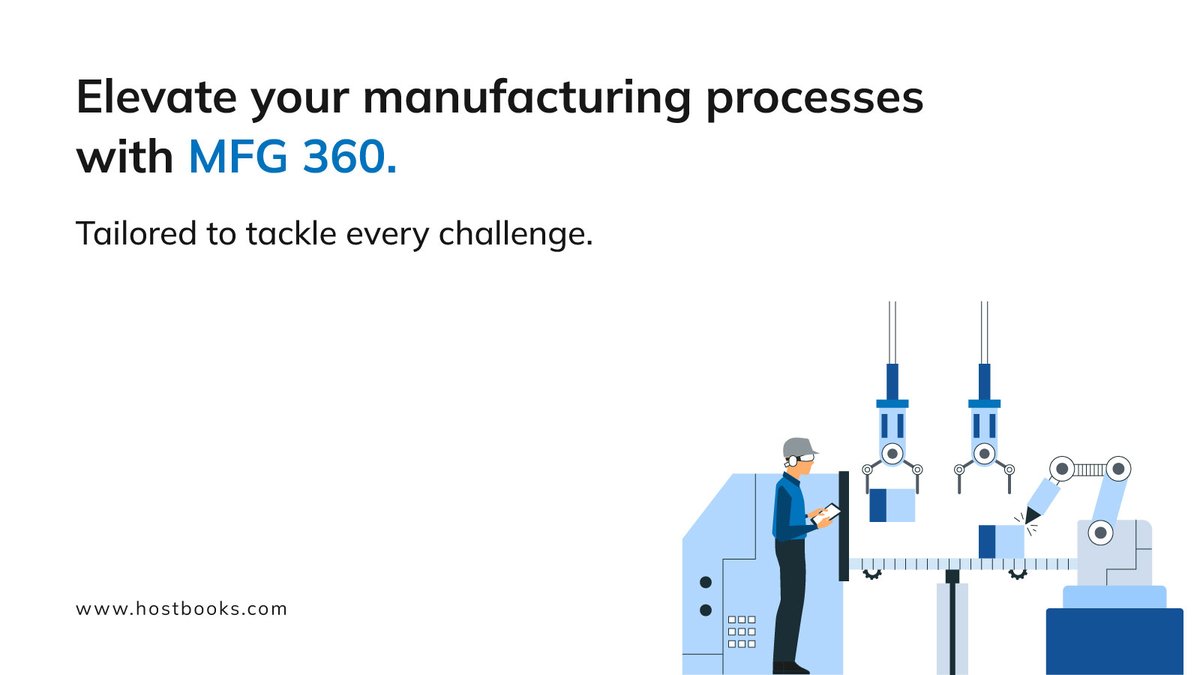 HostBooksltd's tweet photo. MFG 360: Empowering manufacturers to take on every challenge.   

Learn more about our industry-leading #manufacturing solutions at: https://t.co/IPsrd5jF8t

#HostBooks https://t.co/wd6b7wjdKD