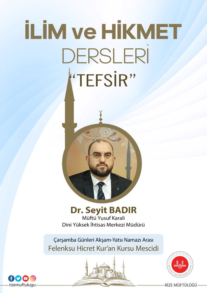 Dersimiz Akşam namazından sonra Mâide Sûresi 33. Ayetten devam ediyor..
Dönemin son dersi..