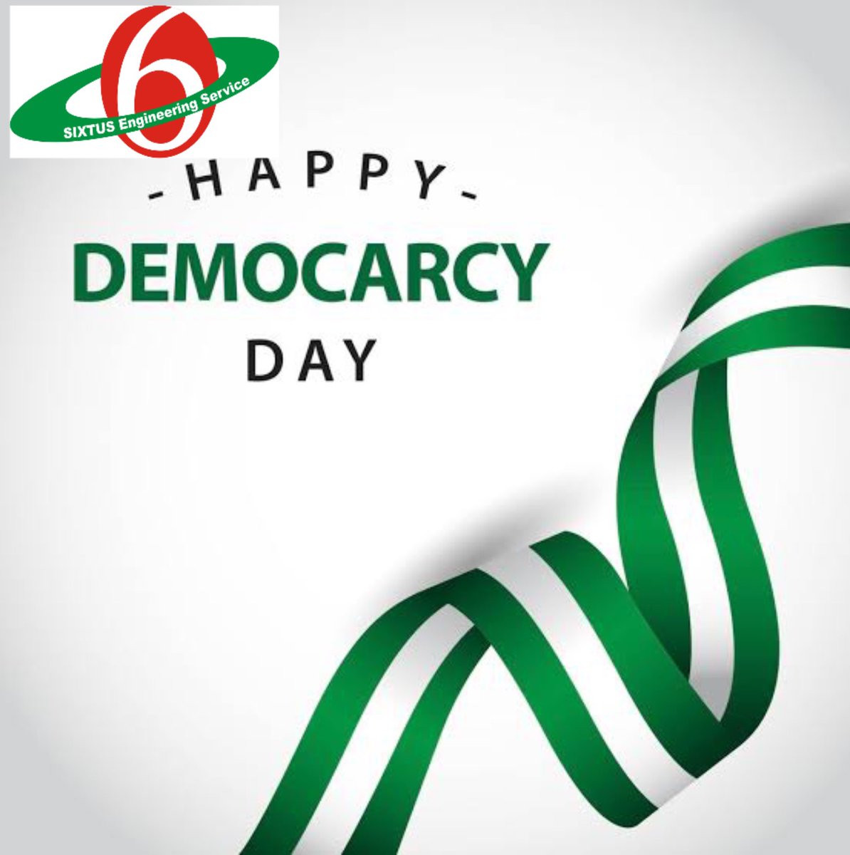 EngSixtus's tweet photo. Happy Democracy day to our amiable customers. We fought, we conquered and now we have democracy. Enjoy the holidays.from SIXTUS ENGINEERING SERVICE 

#sixtusengineeringservice https://t.co/FYVvdO9yui