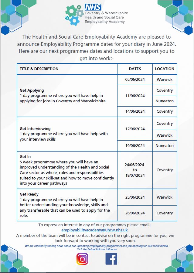 Get in touch with the Employability Academy for support into a career into the NHS!