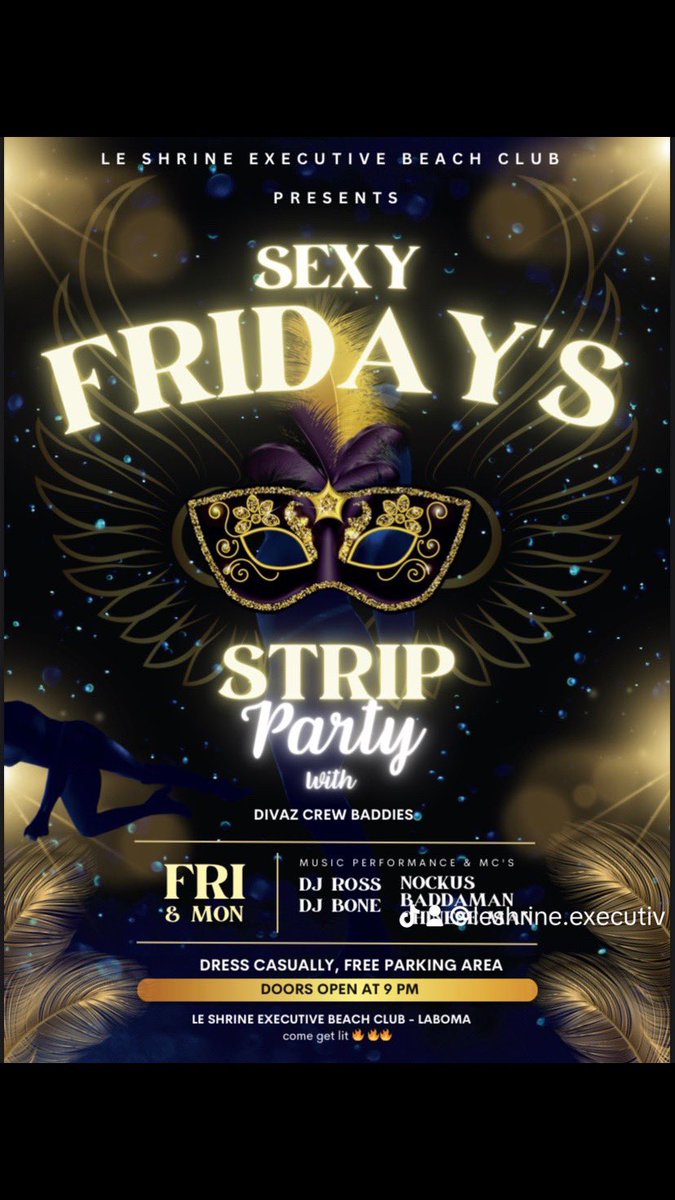 Leshrineexeclub's tweet photo. FRIDAY NIGHT STRIP PARTY .WE ARE LIVE &amp; ACTIVE #LABOMABEACH  @LESHRINEEXECUTIVE BEACH CLUB …DONT MISS OUT !!! 

#FridayNights #StripParty #LabomaBeach #leshrineexecutivebeachclub  #NonstopMusic #dontmissitguys https://t.co/kUU4TGHg8D