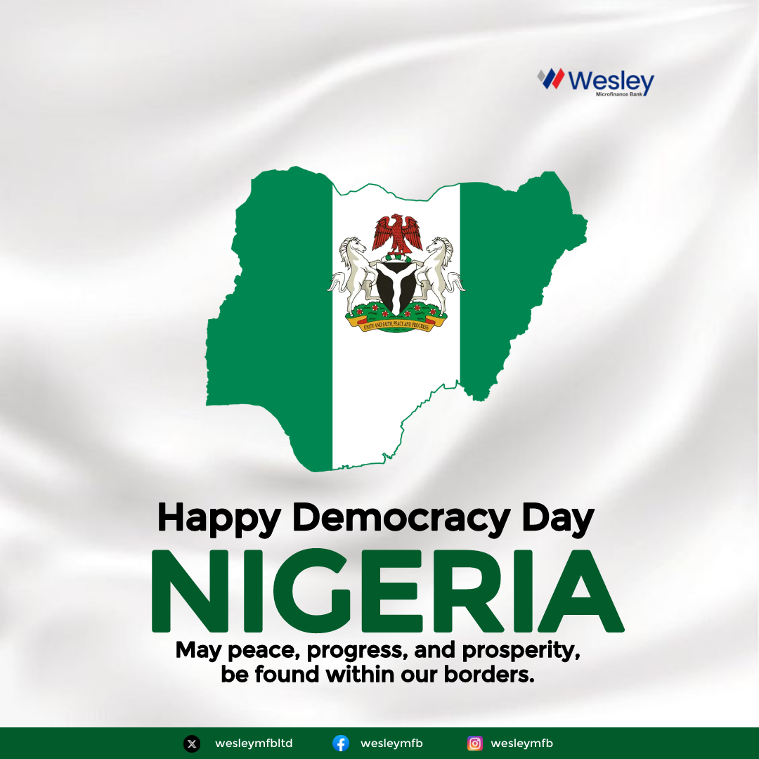 wesleymfbltd's tweet photo. Happy Democracy Nigeria 🇳🇬 

Let’s continue to strengthen our democracy, uphold justice and foster unity. https://t.co/Nap8R9Euou