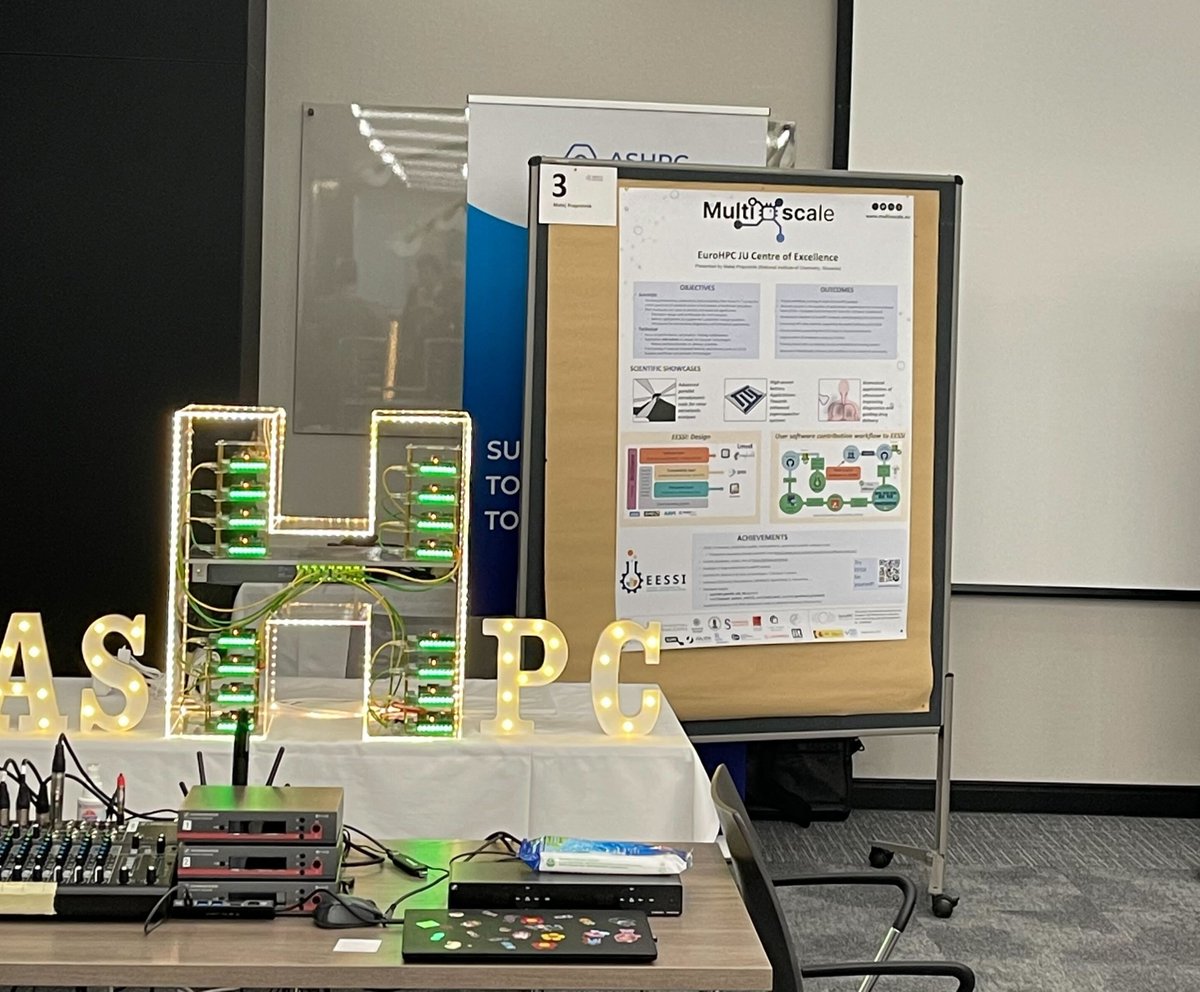 MultiXscale's tweet photo. Our coordinator, Matej Praprotnik, gave a talk and presented #MultiXscale poster at the Austrian-Slovenian #HPC Meeting 2024 – #ASHPC24
👥 He also chairs the Program committee.
📌 Seeblickhotel Grundlsee, Austria
🗓️ 11-13 June 2024
➡️ https://t.co/er6shRgxyS https://t.co/edlvvQSSup