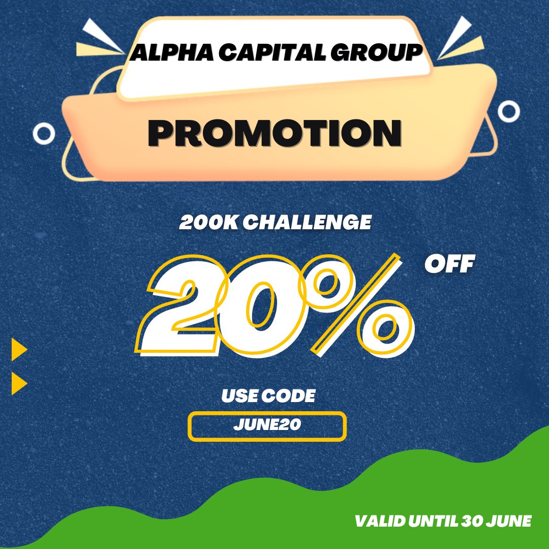 propsdiscount's tweet image. 🚨  Promo By @AlphaCapitalUK

⏰ Limited Time 20% Off On 200K Challenge!

Coupon Code: JUNE20

Get It Here &amp;gt;&amp;gt;&amp;gt; fxpfreview.com/Alpha.Capital.…

#JunePromo #AlphaCapitaGroup #PropFirm