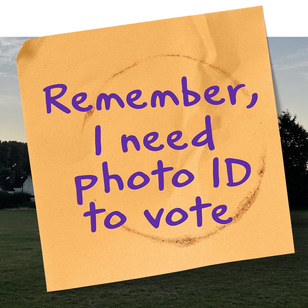 If you don't have an accepted form of photo ID to vote, you’ll need to apply by 5pm on 26 June 2024 to get a Voter Authority Certificate for the General Election on 4 July 2024.

You can apply for a free voter ID document by visiting gov.uk/apply-for-phot…