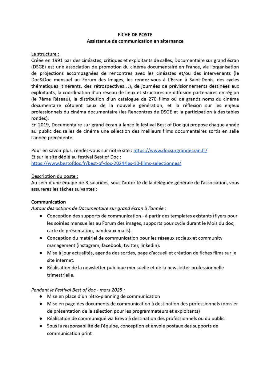 Documentaire sur grand écran tweet media