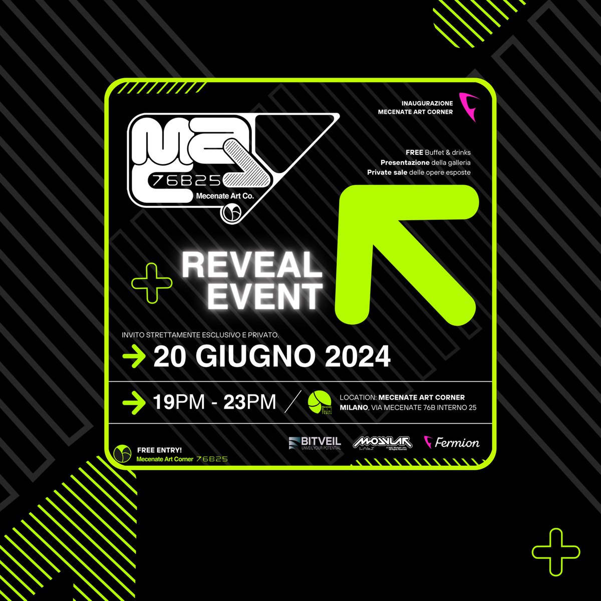 MAC76B25's tweet photo. Chezzo's Artwork will be unveiled during the private Revel Event, which will take place on June 20th in via Mecenate 76B/25, Milan, Italy. π
Keep and eye on your DMs π
#MAC76B25 #TestadiChezzo #PhygitalGallery #RWA #FermionProtocol #BosonProtocol $FMION $BOSON #Tokenization https://t.co/W8XbC7uwS8