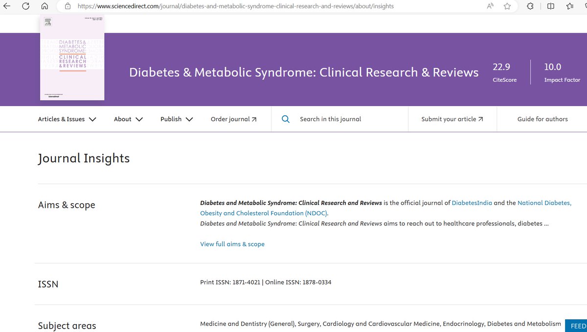 Dr. Deep Dutta (@deepduttaendo) on Twitter photo Diabetes & Metabolic Syndrome: Clinical Research & Reviews.
THE NUMBER 1 JOURNAL FROM ASIA
New CiteScore: 22.9! 🎉 World Rank: 6/244: Endocrinology, Diabetes & Metabolism 6/167: Internal Medicine
A big congratulation to <a href="/docanoopmisra/">anoop misra</a> our editor in chief, <a href="/banshisaboo/">Banshi Saboo</a> our Diabetes & Metabolic Syndrome: Clinical Research & Reviews.
THE NUMBER 1 JOURNAL FROM ASIA
New CiteScore: 22.9! 🎉 World Rank: 6/244: Endocrinology, Diabetes & Metabolism 6/167: Internal Medicine
A big congratulation to <a href="/docanoopmisra/">anoop misra</a> our editor in chief, <a href="/banshisaboo/">Banshi Saboo</a> our