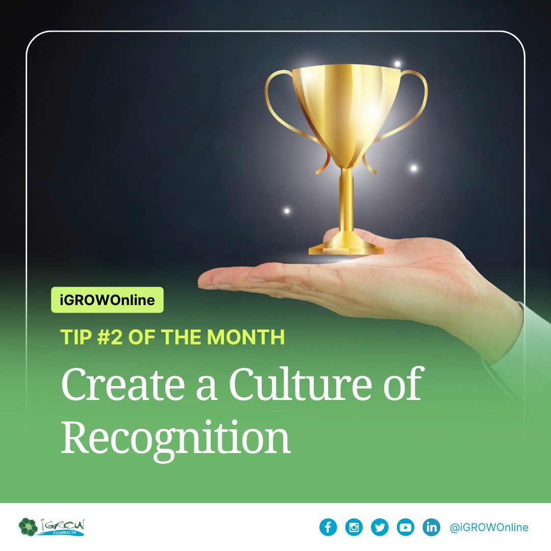 iGROWOnline's tweet photo. Tip of the Month #2: The Power of Recognition 🌟🏆

In today's fast-paced work environment, creating a culture of recognition is crucial for fostering employee engagement and motivation.

#MentalHealthAwareness #EmployeeWellbeing #iGROWOnline https://t.co/T1rTeHvEeX