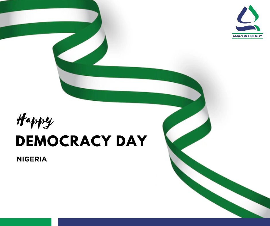 AmazonEnergyLtd's tweet image. Today, we celebrate the strength of our democracy and the promise of a united Nigeria. 

Happy Democracy Day Nigeria! 🇳🇬

#Amazonenergy
#oilandgas
#projects
#democracyday
#hopefornigeria