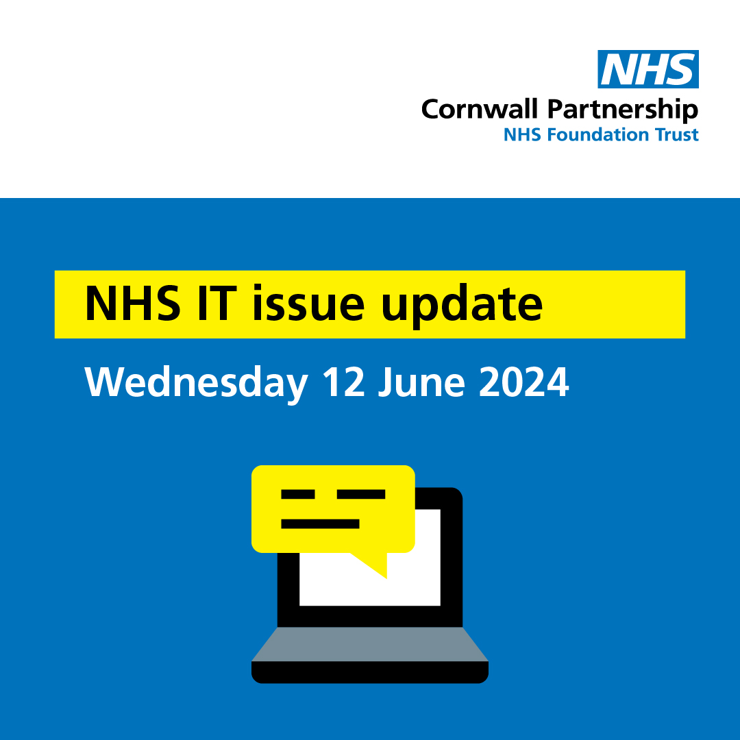 CornwallFT's tweet photo. The majority of our IT issues are now resolved and we continue to provide all our NHS services.

Thank you for your understanding, support and patience over this time, it is very much appreciated. https://t.co/Mf7WaVTV6C