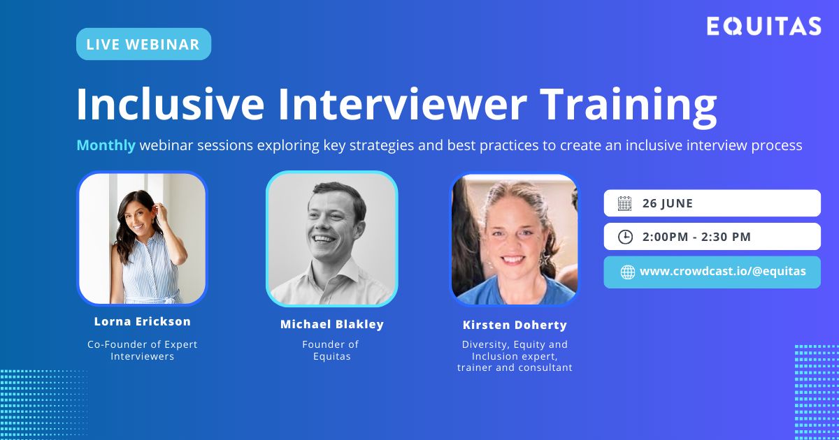 We are back again with another webinar on Inclusive Interviewer Training 🚀

If you have enjoyed our past sessions on this topic, you don't want to miss this one!

Save your free spot: buff.ly/45iYUpr

#InclusiveInterviews #Training #Recruitment #TalentAcquisition #HR