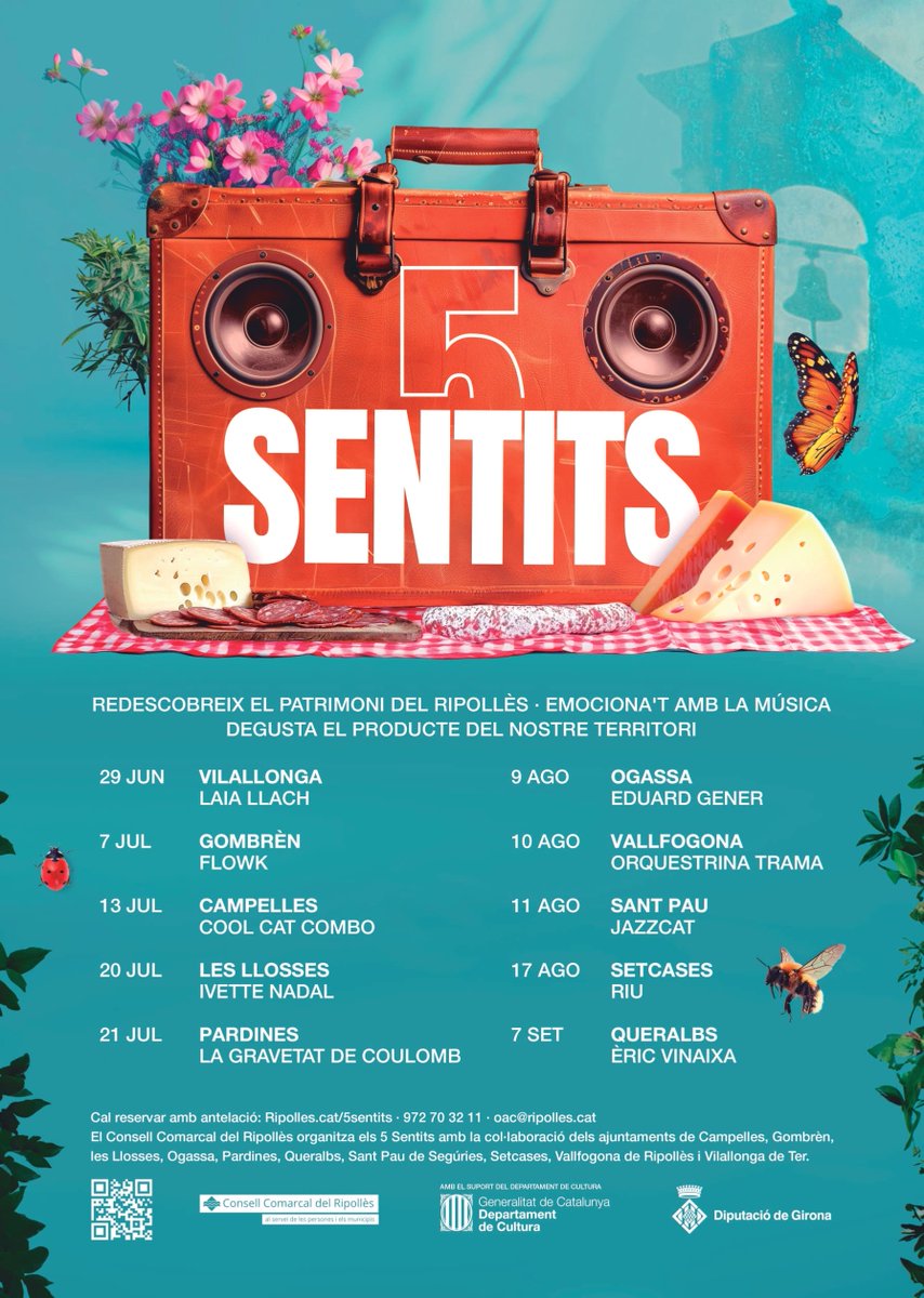 Us presentem el programa del Festival "5 Sentits", que portarà aquest estiu música, activitats de descoberta i producte agroalimentari local a 10 pobles de la Comarcal del Ripollès.  A Setcases gaudirem del concert de "Riu". 📆 Dissabte 17 d'agost
setcases.cat/aquest-any-gau…