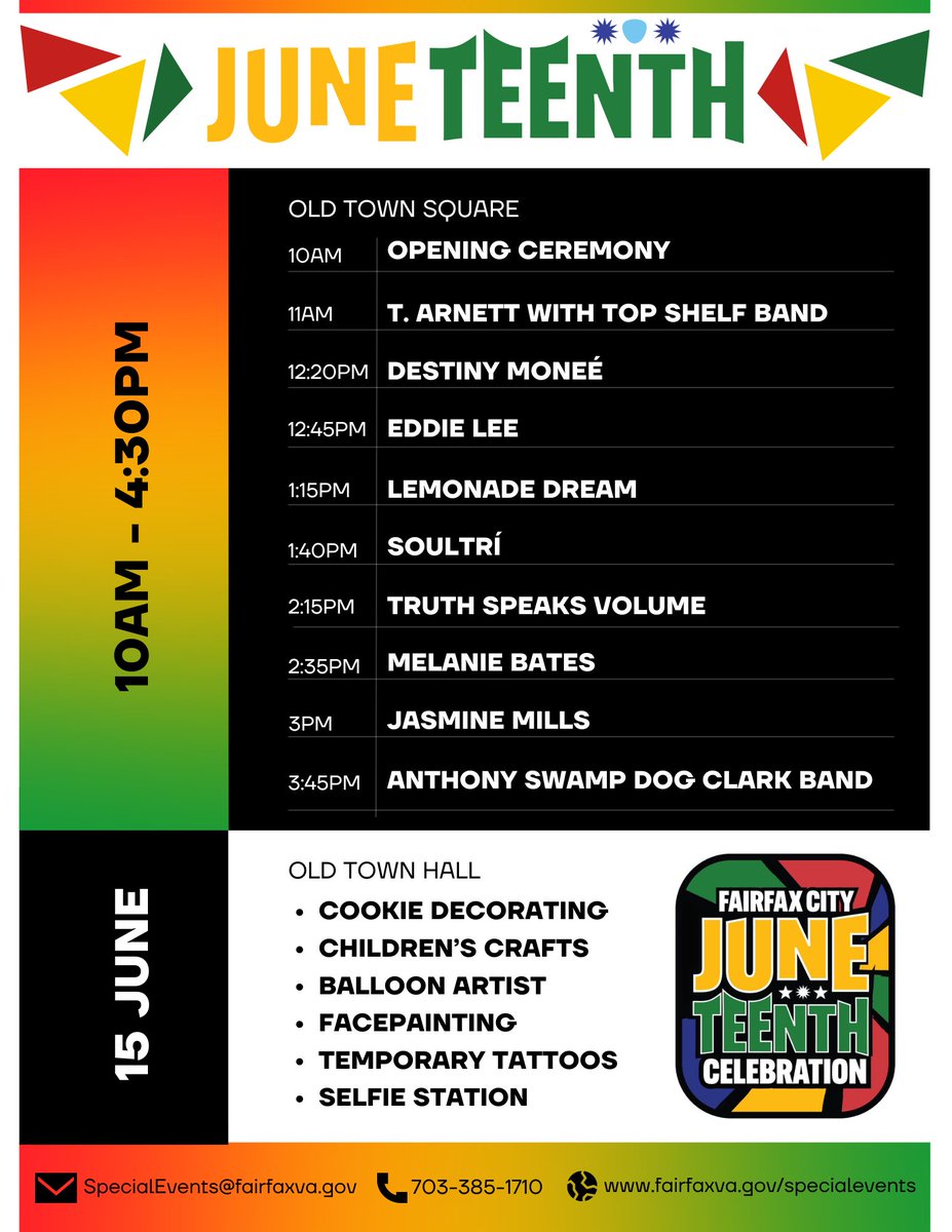 GMUBAC's tweet photo. Celebrate Juneteenth this Saturday, June 15 from 10am-4:30pm in Fairfax City. 

https://t.co/CjMbUqbySD https://t.co/spV4o2P4ne