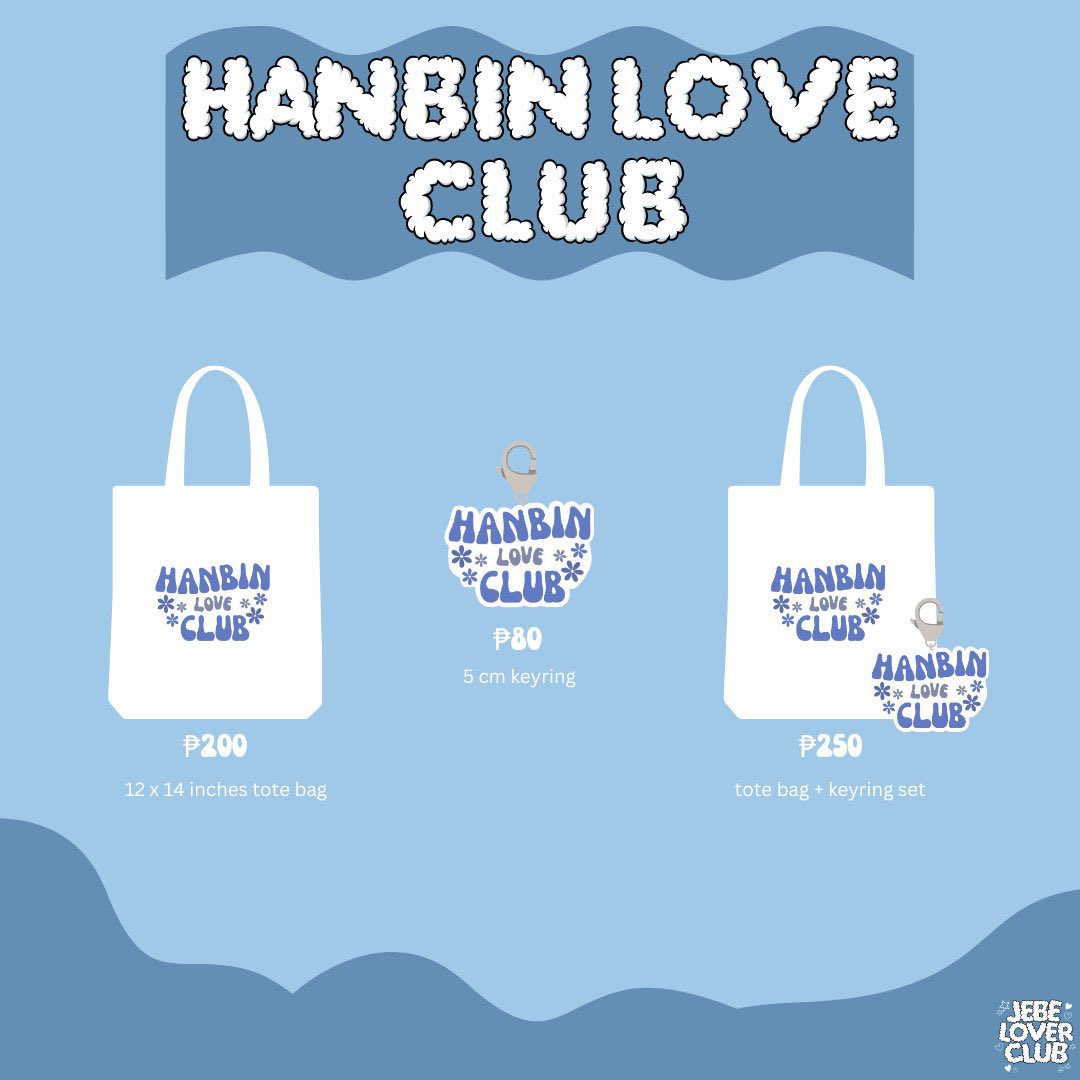 jebeloverclub's tweet photo. ‧₊˚✩彡 hanbin love club merchandise   
     ── ₱8O - 25O  
     ── DOO : 06/22 11:59 PM  
ᡣ𐭩 order form : https://t.co/x6ZxvaKT0N 
🌐 GO = DM
ᡣ𐭩 rt event = 1 winner of tote bag https://t.co/TKE65VWezI