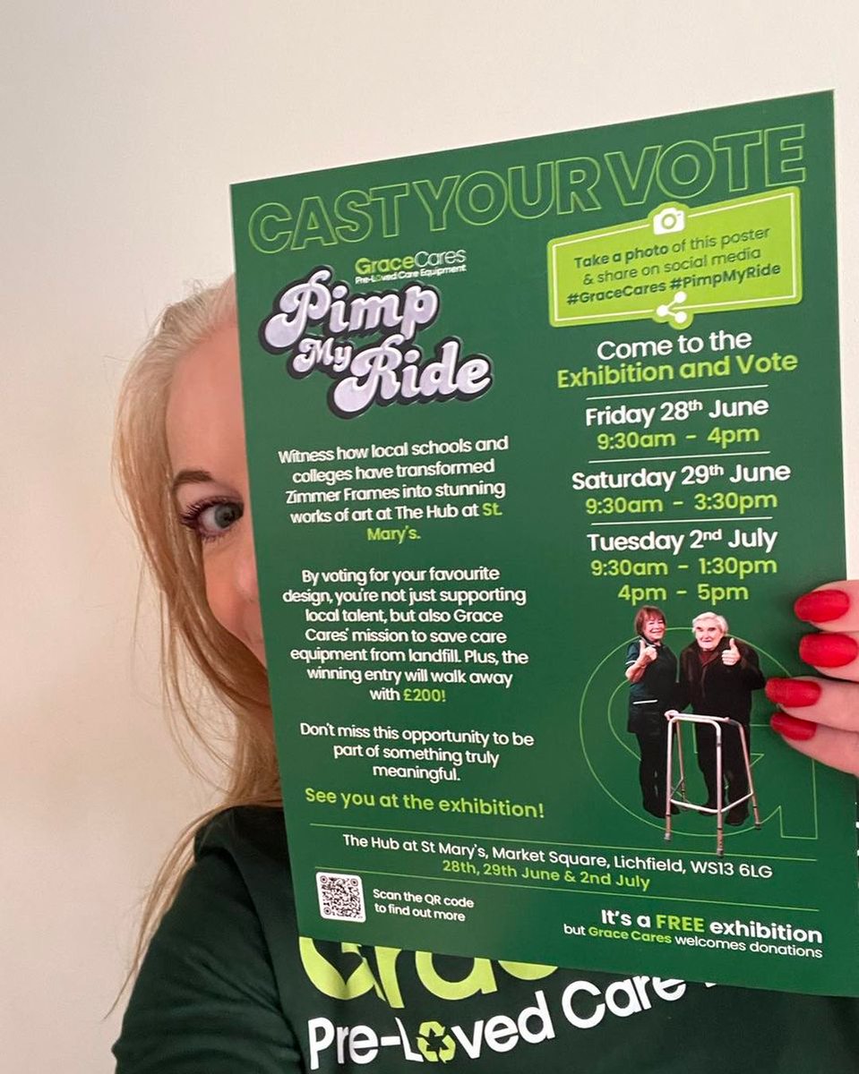 #GreatBigGreenWeek

WE NEED YOUR HELP

We are wanting to get the message out there so as many people as possible know about the exhibition and cast their vote! The Hub at St Marys from Friday 28th June - Tuesday 2nd July.

Can you put a poster up?

#PimpMyRide #GraceCares