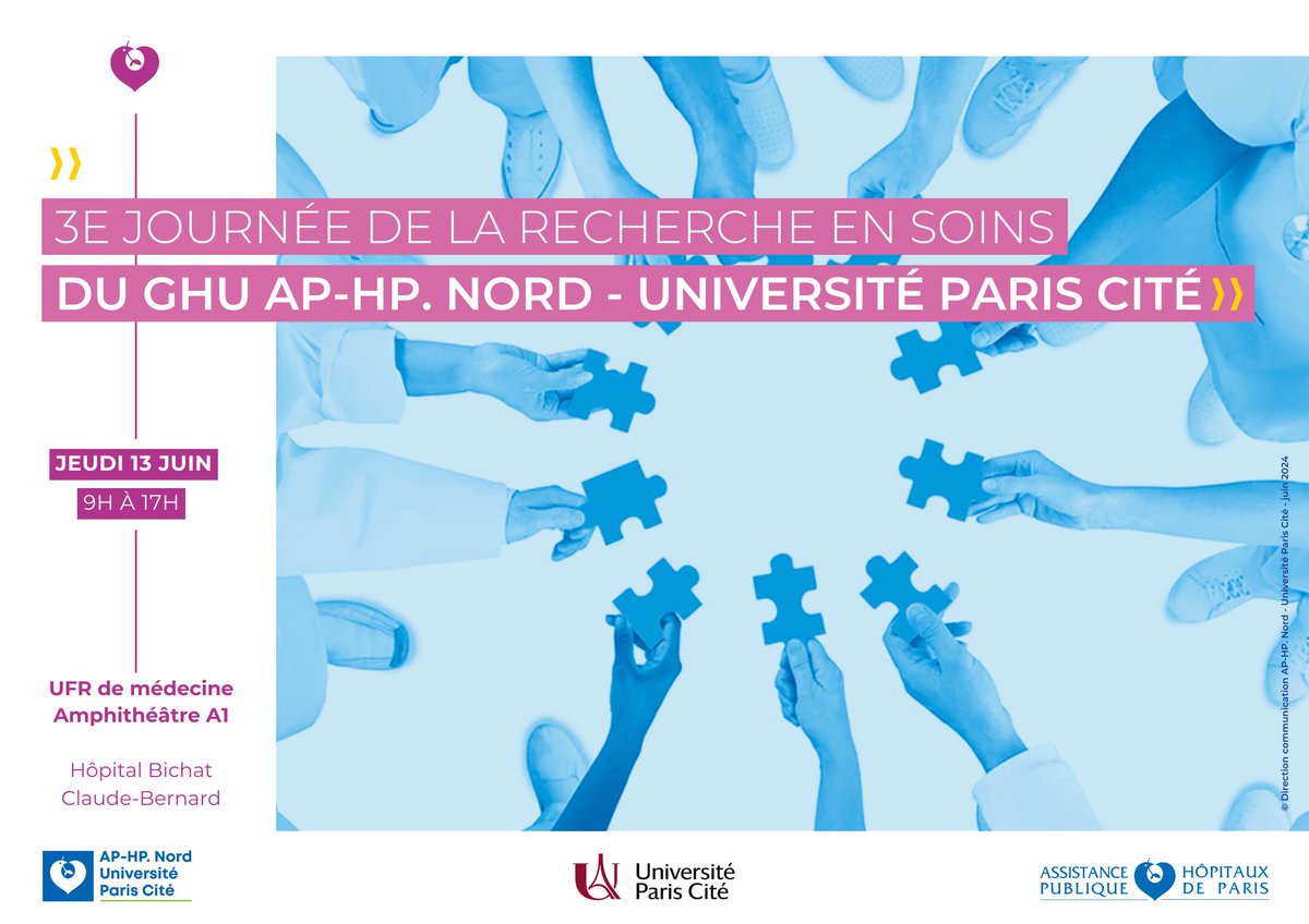 3️⃣e journée professionnelle de #recherche en #soins du GHU AP-HP. Nord 🚀 
Le Dr <a href="/moisan_delphine/">Delphine Moisan</a> de l’<a href="/hopitalbeaujon/">Hôpital Beaujon AP-HP</a> interviendra sur le partenariat patients experts-professionnels dans les parcours de soins en #addictologie
📆 RDV le 13 juin, 9h-17h, à l’<a href="/hopitalbichat/">Hôpital Bichat - Claude-Bernard AP-HP</a>