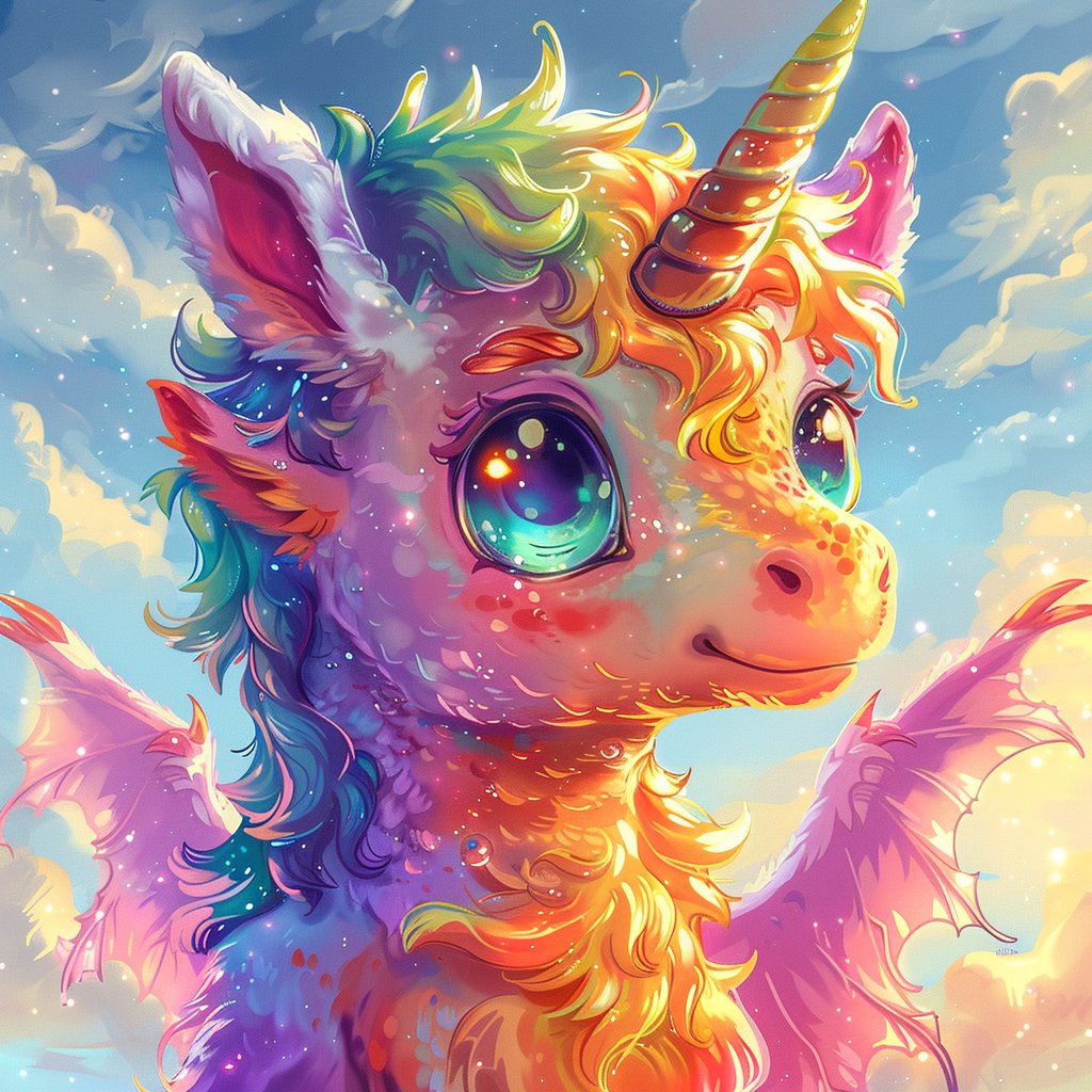 FeuDragoEinhorn's tweet photo. dragon unicorn with rainbow fur #midjourneyV6 #aiartgeneratedart #generativeart #generativeartwork #artificialintelligenceai #aiartgenerator #aiartwork #aiartworks #artificialintelligence #midjourney #midjourneyart #midjourneycommunity https://t.co/oGoZeZyFfY