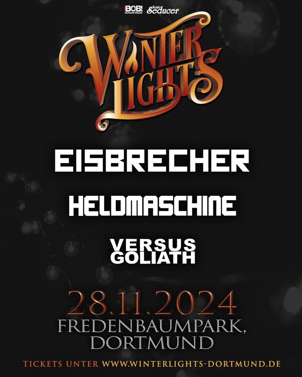 Maschinenfunk's tweet photo. Neues Festival, neuer Termin: 28.11.24 🔔🖤🤘 #WinterLightsFestival in #Dortmund, #Fredenbaumpark Wir teilen die Bühne mit #VersusGoliath und @EISBRECHER 🔥 https://t.co/J3ekU0Jxgm