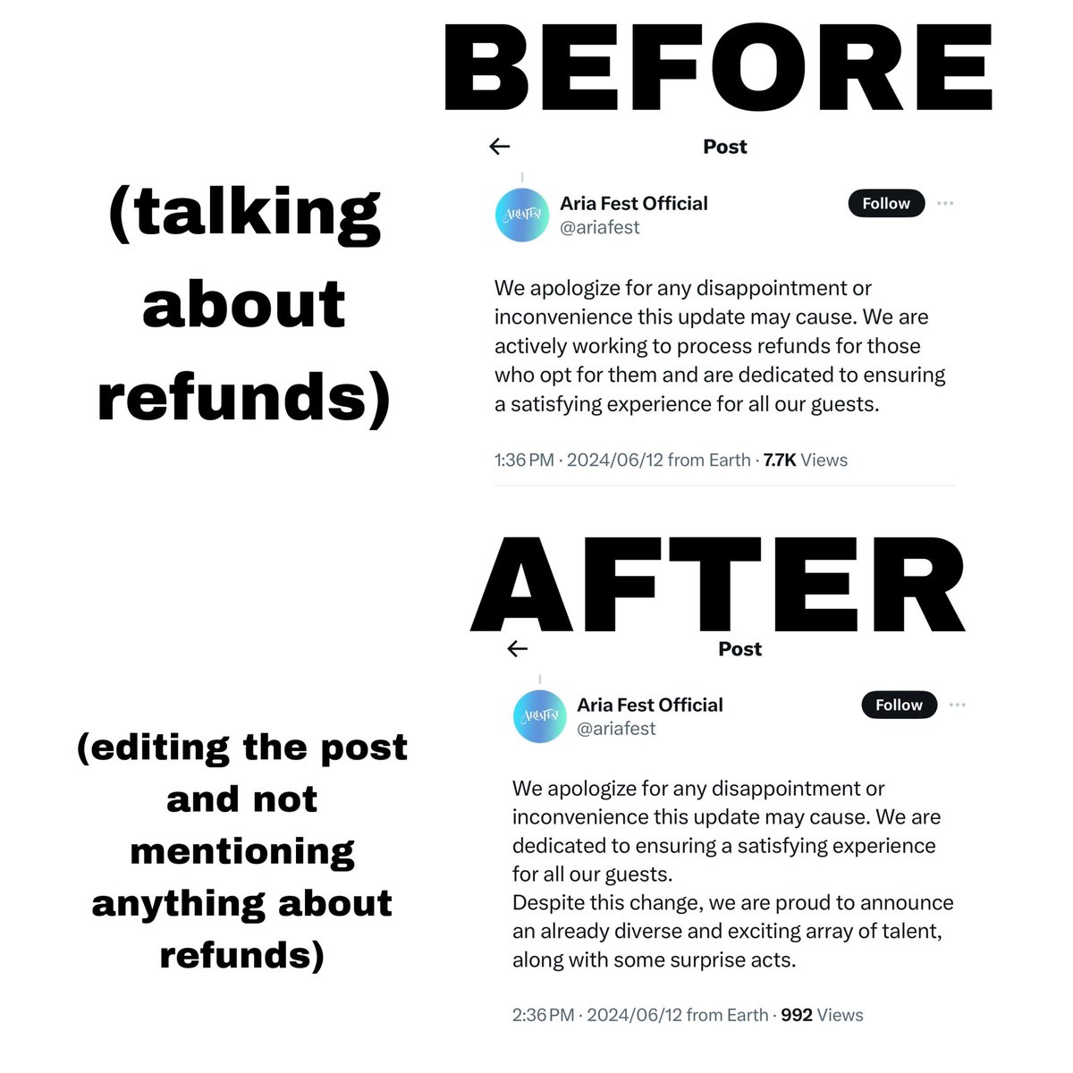 exoltiny___'s tweet photo. SCAMMERS. TRY HARDER NEXT TIME.
WE WANT REFUNDS OTHERWISE YOU ARE OVER
#Ariafest #chanyeol #suho #exo #suyeol #exo #ariafestival https://t.co/SWBXgO8PBx