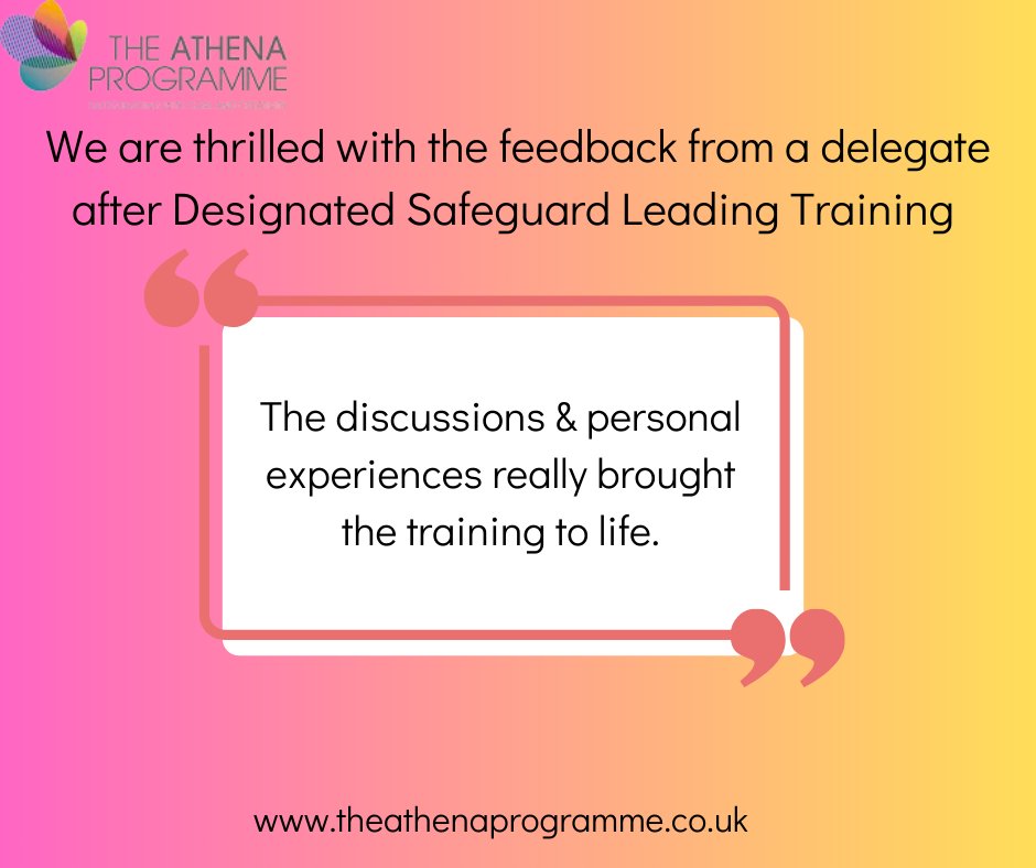 AthenaProgramme's tweet photo. 🌟 We always strive to make our training sessions engaging and interactive. Receiving feedback like this reaffirms our efforts and inspires us to keep improving! 💛

#TrainingSessions #InteractiveLearning #Feedback #SafeguardingTraining https://t.co/kFWWL5qtTy