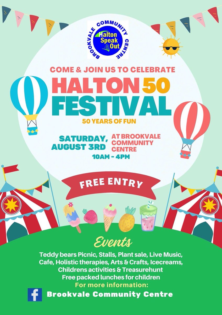 Date for your diary - celebrate Halton 50 at Brookvale Community Centre on Saturday 3rd August.