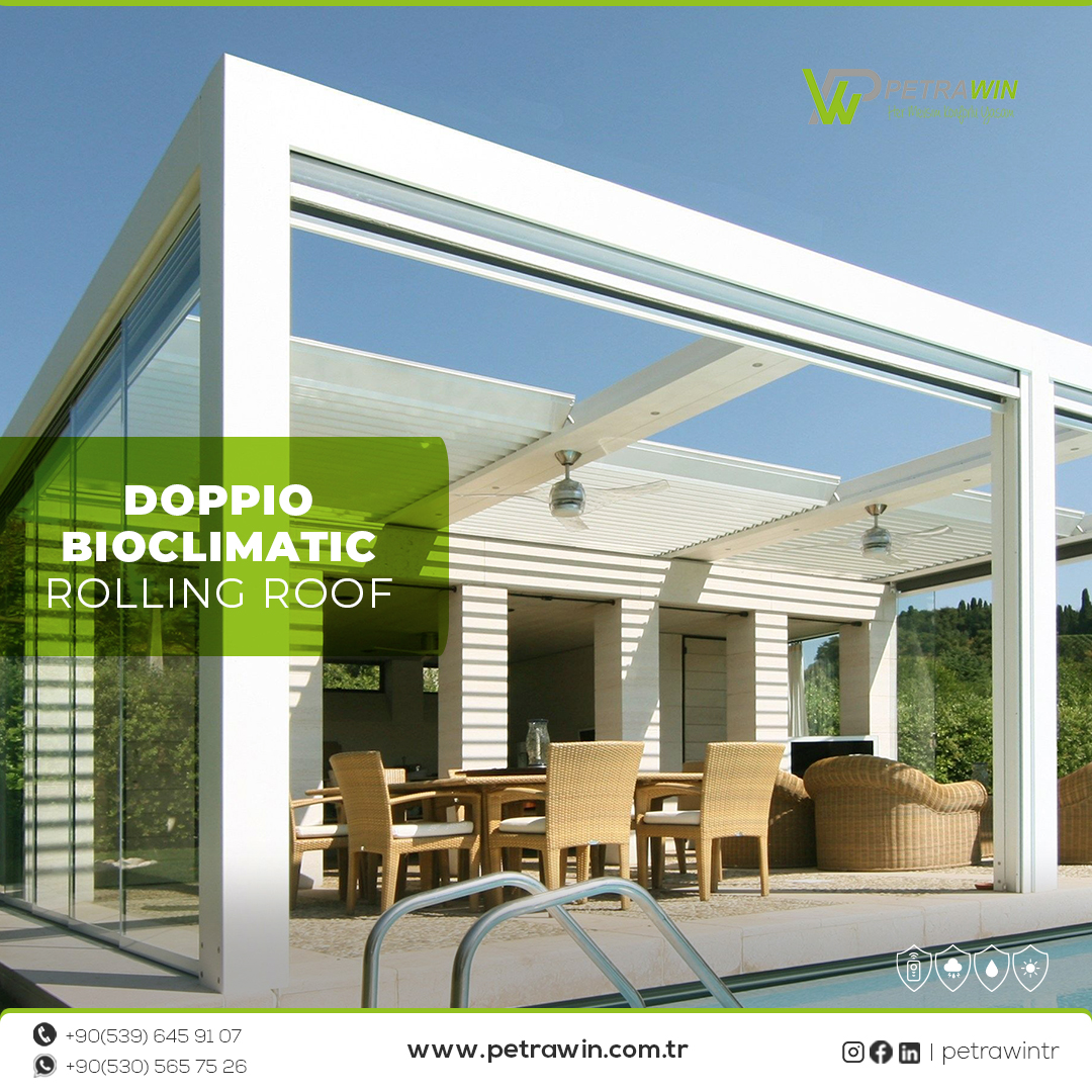 petrawincom's tweet photo. Doppio Bioclimatic Rolling Roof Sistemi, hiçbir açılır tavan sisteminin sunmadığı katlanma ve toplanma hareketini sunmaktadır.

Her açıda açılabilen paneller sayesinde, gün ışığından istenilen oranda faydalanma olanağı sağlar.

Detaylı bilgi için bizimle iletişime geçebilirsiniz. https://t.co/fVP410ozBC