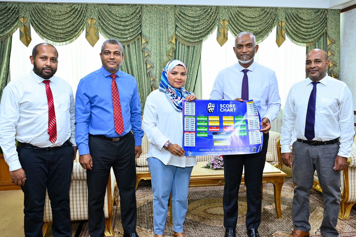 The President's Office (@presidencymv) on Twitter photo President <a href="/MMuizzu/">Dr Mohamed Muizzu</a> received a personal copy of One Media Group's "One Euro Guide." Sinaan Ali, the company's Chief Executive Officer, presented the book and the Euro Score chart to the President at the President's Office this afternoon.
The book is aimed especially at Euro President <a href="/MMuizzu/">Dr Mohamed Muizzu</a> received a personal copy of One Media Group's "One Euro Guide." Sinaan Ali, the company's Chief Executive Officer, presented the book and the Euro Score chart to the President at the President's Office this afternoon.
The book is aimed especially at Euro