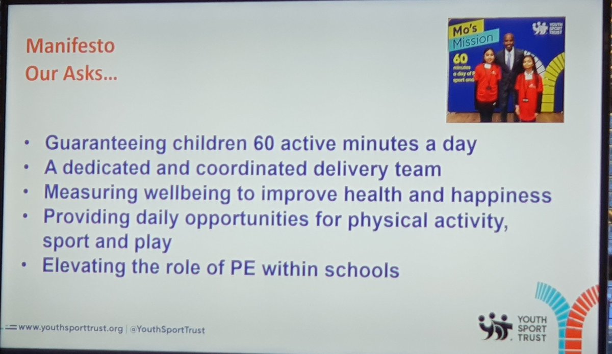 Great to hear about the <a href="/YouthSportTrust/">Youth Sport Trust</a> objectives for 2025 and beyond  at the <a href="/UnitedSport1/">United Sport</a> PE Leaders Southern Conference. Couldn't agree more with their 'Manifesto' Our asks...