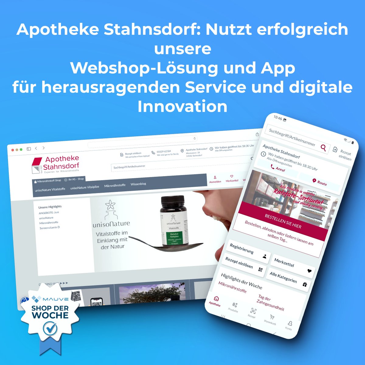 Wir freuen uns, die Apotheke Stahnsdorf als unseren Shop des Monats zu präsentieren!

shop.apotheke-stahnsdorf.de