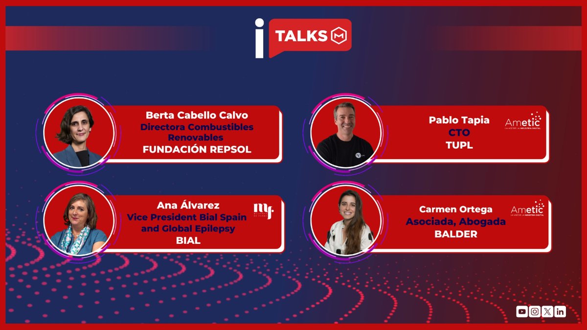 IndustryTalksES's tweet photo. 🟣#industryTALKS | 📣 ¡Presentamos a nuevos expertos portavoces para nuestras conferencias industriales! Con profesionalismo y mensajes claros descubrirás las últimas tendencias del sector industrial 👉🏼 @FundacionRepsol, #BIAL, #TUPL, #BALDER, @mujeresenfarma, @AMETIC_es 🚀 https://t.co/RjQiXsdnKT