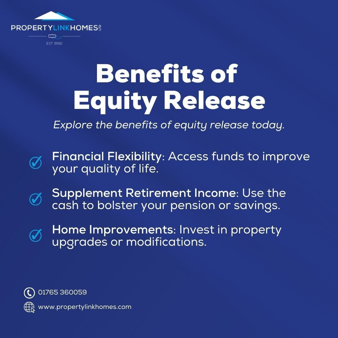Equity release offers financial flexibility, additional retirement income, and the chance to enhance your home. Learn how it can improve your lifestyle by accessing funds for travel, hobbies, or unexpected expenses. Explore the possibilities today!🏡#PropertyLinkHomes #YourPrope