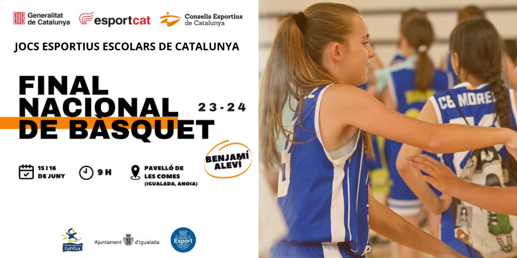 Compartim tota la informació de les Finals Nacionals de Bàsquet Benjamí i Aleví dels #JEEC.

📅 Dissabte 15 i diumenge 16 de juny
📍 Complex Esportiu Les Comes
👉 Tota la informació aquí: tinyurl.com/266p8c3s

#FNBàsquet #finalnacional #jocsesportius #jocsescolars