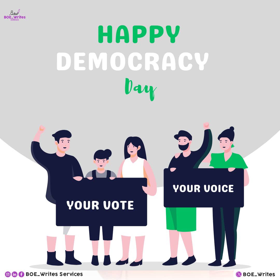 Boe_Writes's tweet photo. Dear Nigerians,
Happy democracy day🇳🇬
#democracyday #GodMorningWednesday
#boewrites https://t.co/WCACnIzim1